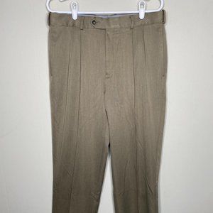 Roundtree & Yorke Pleated Dress Pants Men's 32 x 30 Sandstone Office Easy Care
